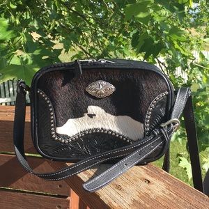 American West black leather and hide purse